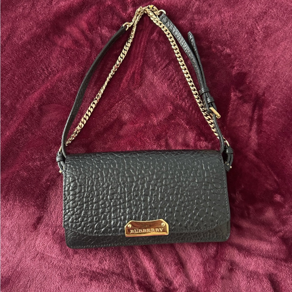 Burberry Small Black Bag with Gold Accents